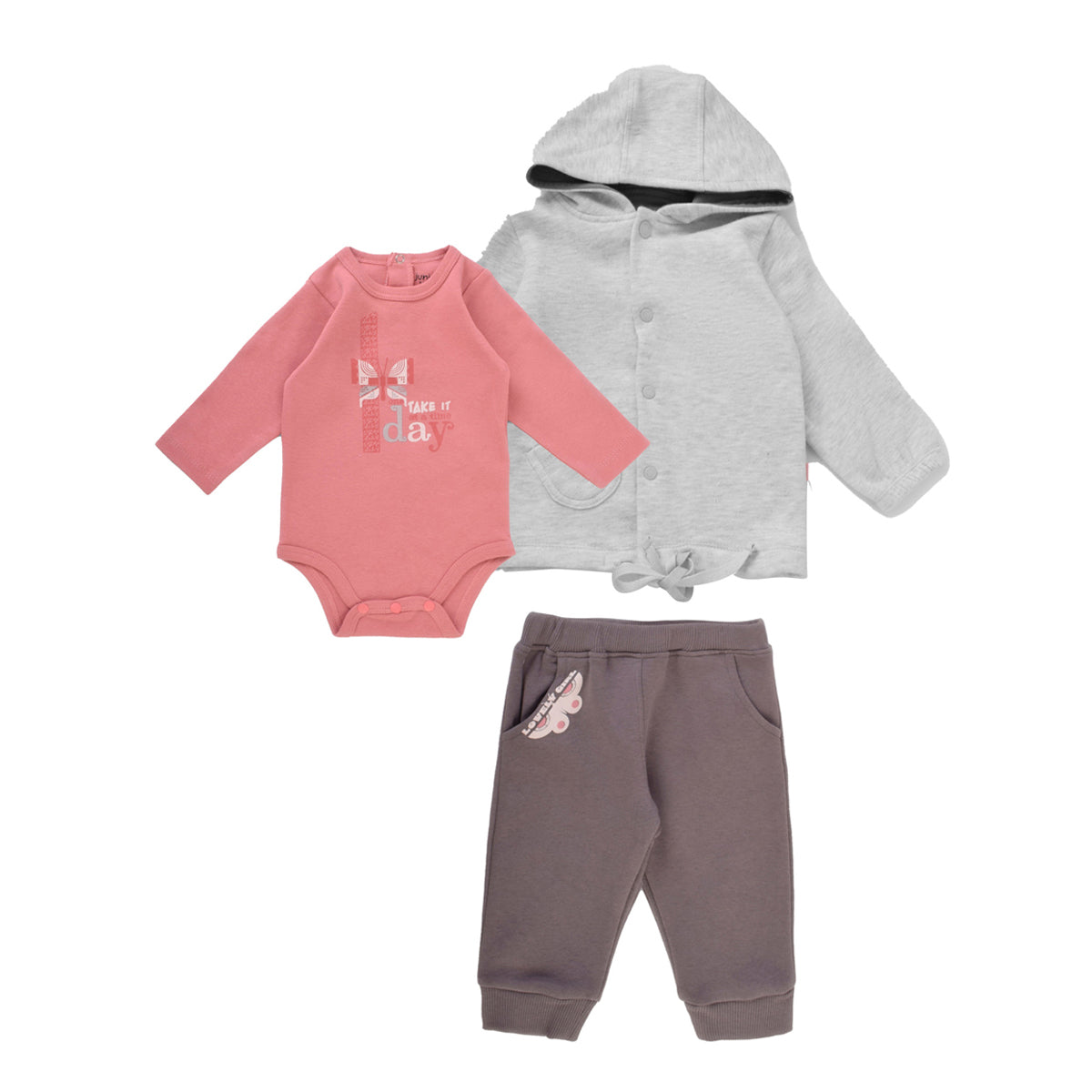 Junior Simple Sweetness Printed Set (Bodysuit, Pants, Hoodi Jacket)